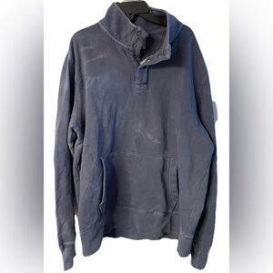 Men’s Blue AE Quarter-Snap Mockneck Sweatshirt With kangaroo Pocket Size large